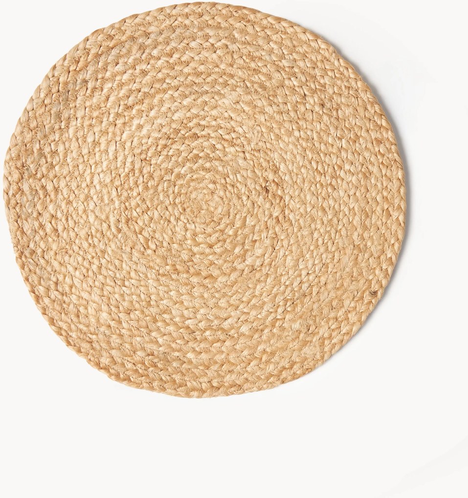 Ronde placemats Tola van jute, 2-delig