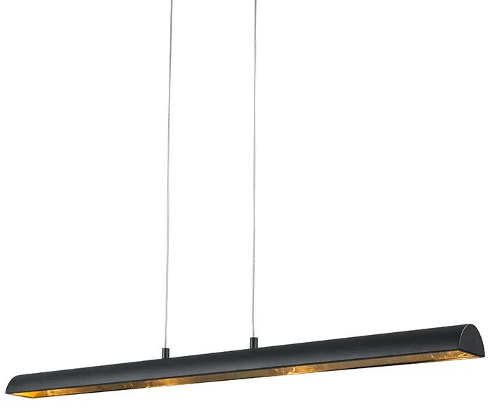 Eettafel / Eetkamer Hanglamp zwart met gouden binnenkant incl. LED - Balo 4 Modern Binnenverlichting Lamp