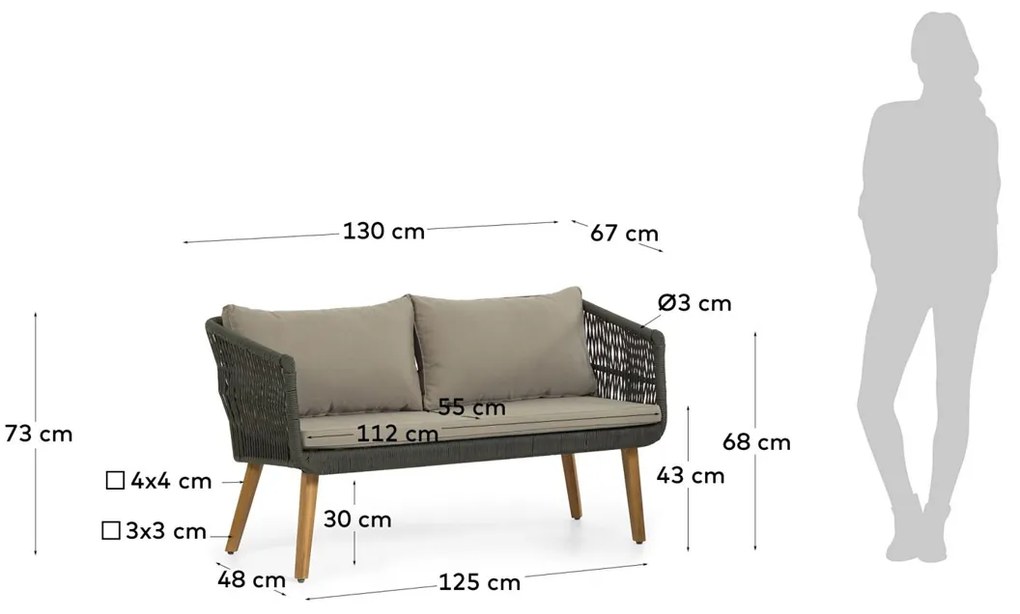 Kave Home Inti Tuinset Bank Met 2 Stoelen