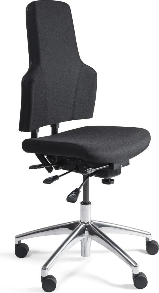 24Designs Wenen Ergonomische Bedrijfsstoel EN1335 - Stof Zwart - Aluminium Onderstel