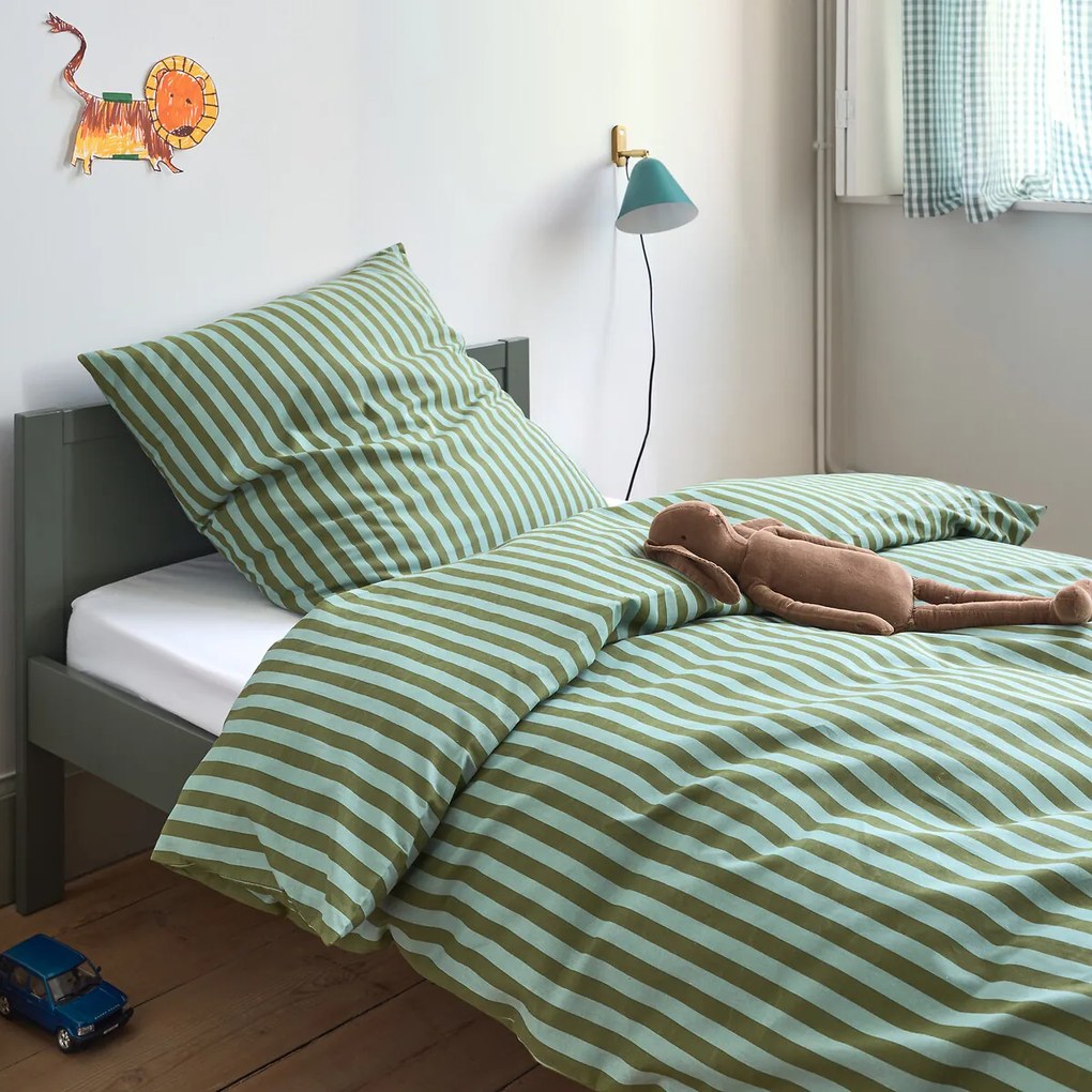 Bedset van 50% gerecycled katoen, Sacha groen