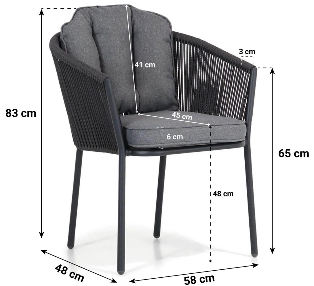 Tuinset 4 personen 90 cm Rope Grijs Santika Furniture Santika