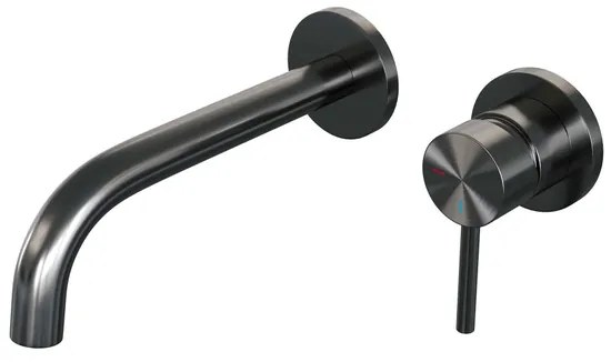 Brauer Gunmetal Edition Wastafelmengkraan inbouw - gebogen uitloop links - hendel lang smal - model A 1 - PVD - geborsteld gunmetal 5-GM-004