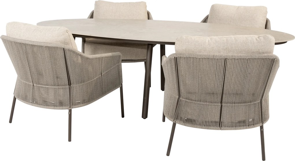 Salute Florence low dining tuinset 220x105xH69 cm 5 delig keramiek terre Taste 4SO