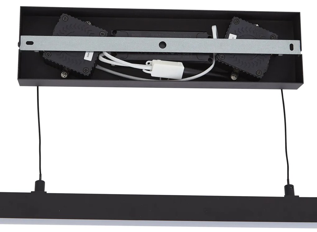 Moderne hanglamp zwart met smoke glas incl. LED easylift - Catch