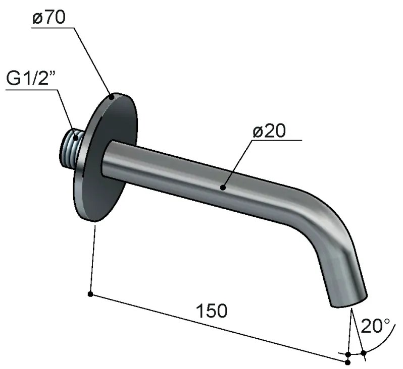 Hotbath Archie uitloop 15cm messing geborsteld PVD