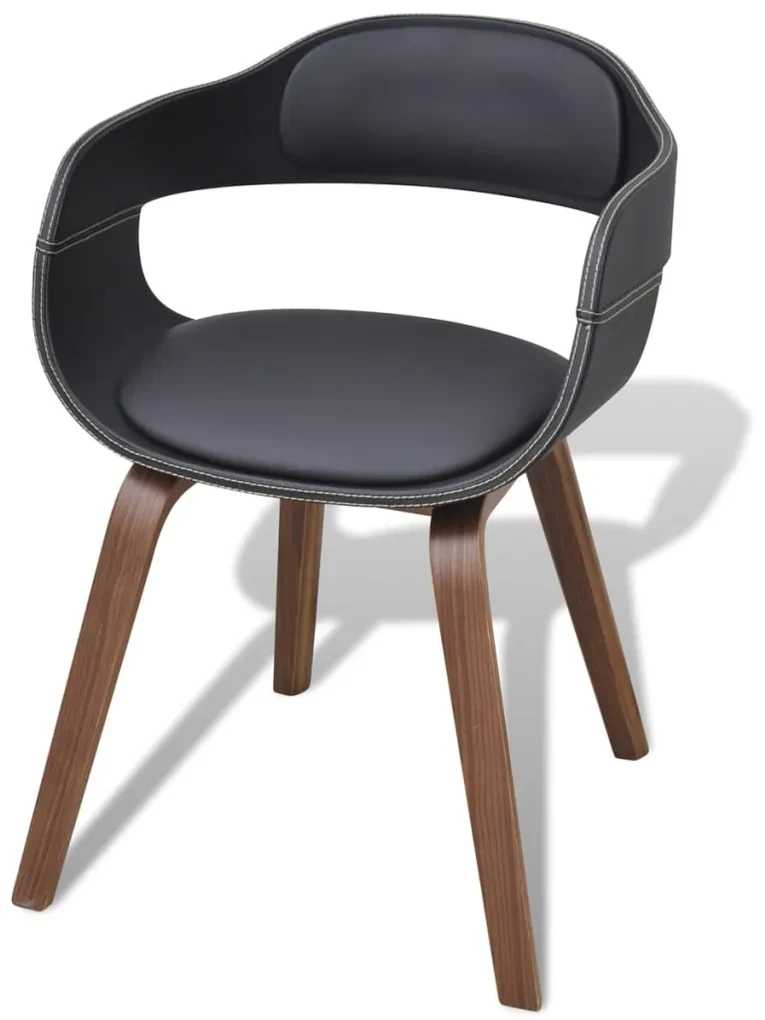 vidaXL Eetkamerstoelen 6 st gebogen hout en kunstleer zwart