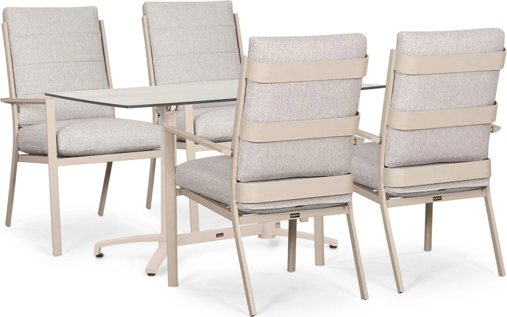 Tuinset 4 personen 140 cm Aluminium Zand/Beige Lifestyle Garden Furniture Lecce/Marano