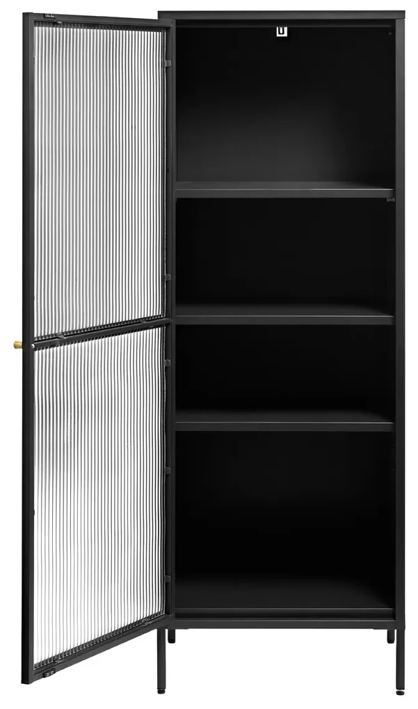 Smalle Wandkast Zwart - 58x40x160cm.
