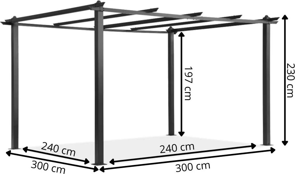 Barbados 3 x 3 m antraciet Garden Point metalen terras pergola frame