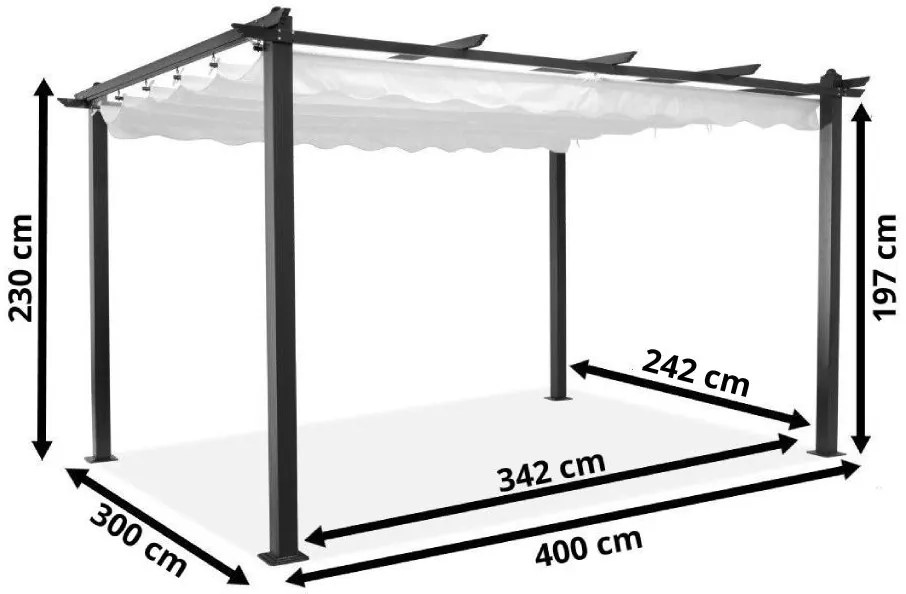 Barbados terraspergola 3x4 m Garden Point wit en beige