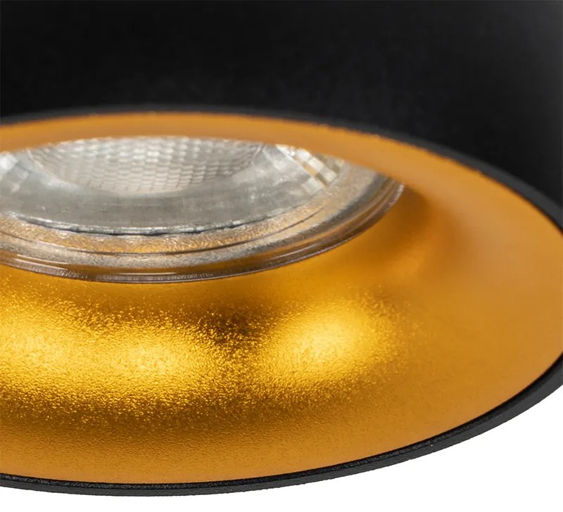 Set van 6 Design inbouwsport zwart met gouden binnenkant - Mooning GU10 Binnenverlichting Lamp