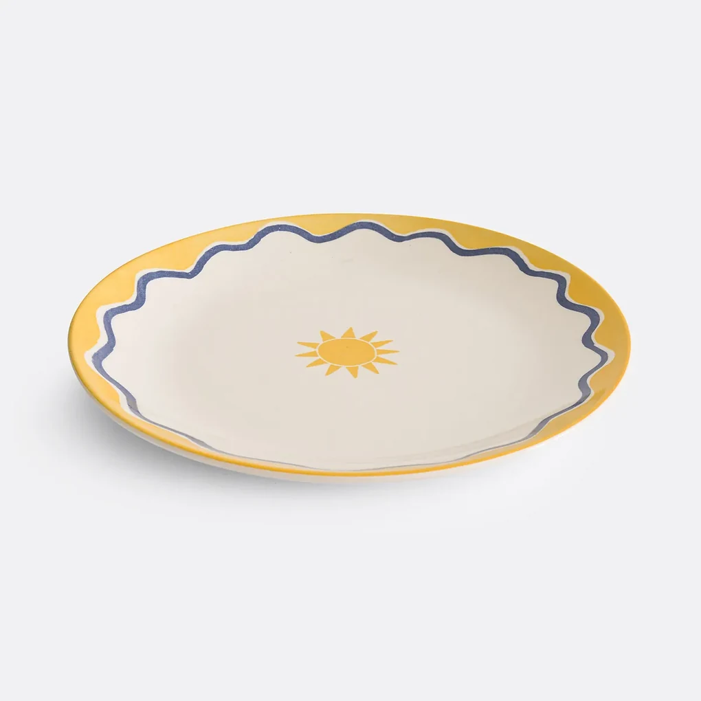 Set van 4 platte borden in aardewerk met motief, Olympe