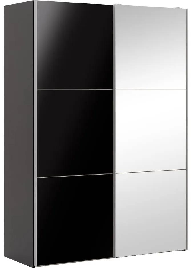 Goossens Kledingkast Easy Storage Sdk, 150 cm breed, 220 cm hoog, 1x 3 paneel glas schuifdeur li en 1x 3 paneel spiegel schuifdeur re