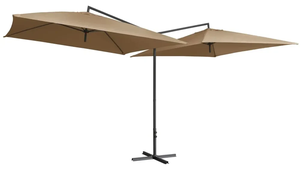 vidaXL Parasol dubbel met stalen paal 250x250 cm taupe