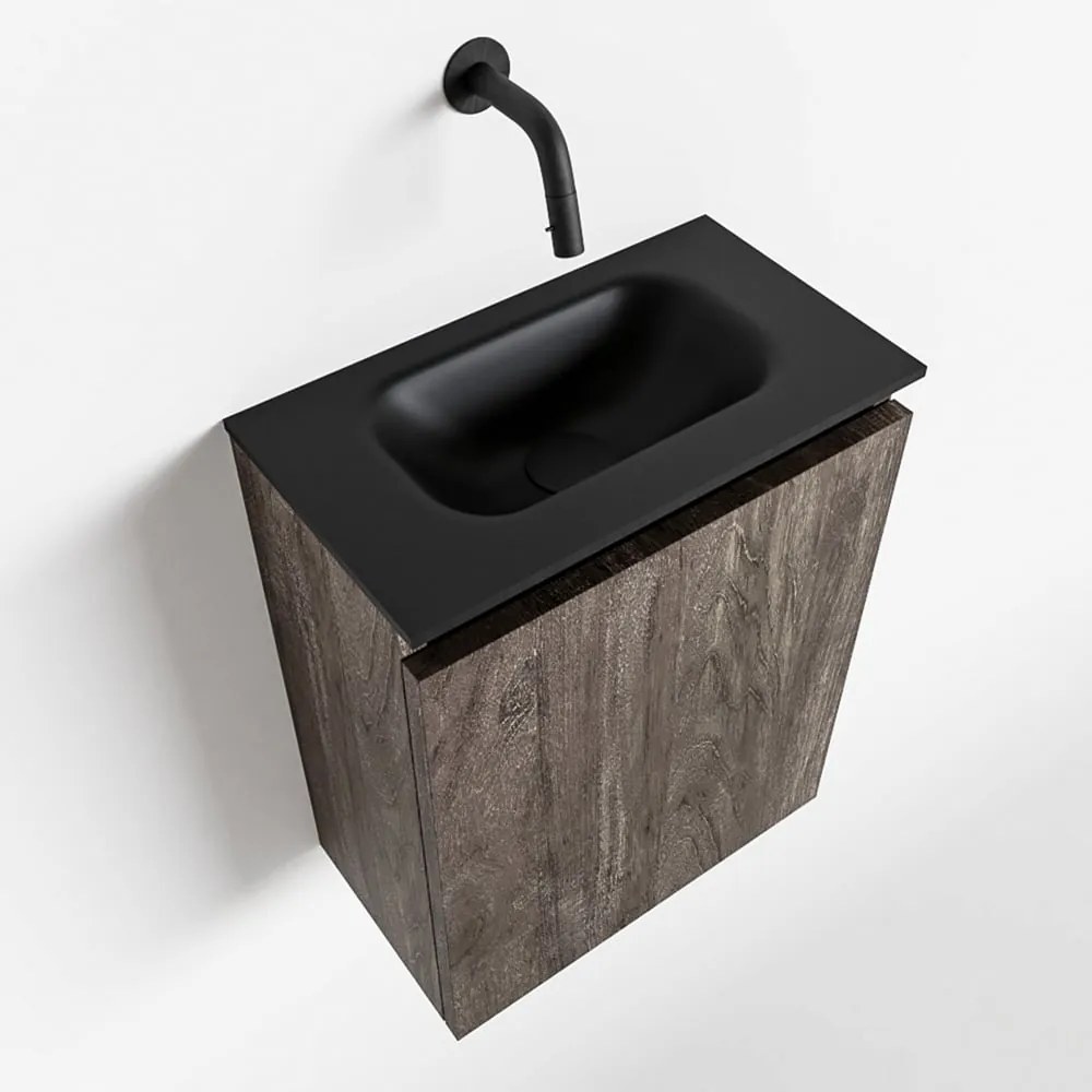 Mondiaz Ture 40cm toiletmeubel dark brown met wastafel urban midden geen kraangat