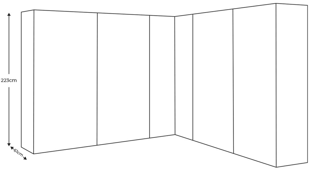 Goossens Excellent Kast Systeem Statement, 10 draaideuren met hoekkast 90 graden 315 cm breed 223 cm hoog 315 cm diep