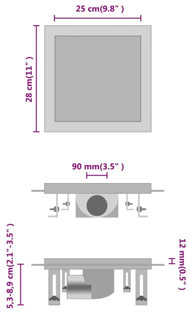 vidaXL Doucheafvoer met 2-in-1 deksels 25x25 cm roestvrij staal