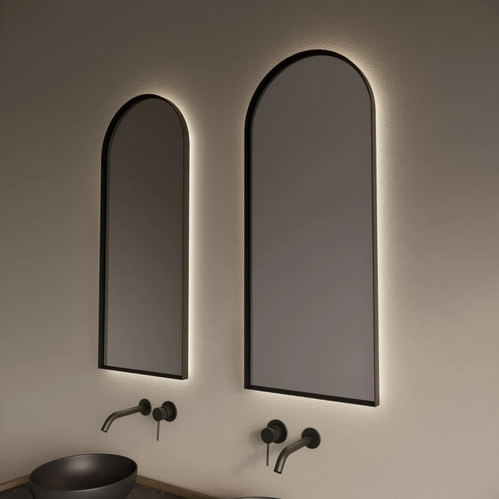 Gliss Design Delta spiegel met LED-verlichting 40x100cm mat zwart