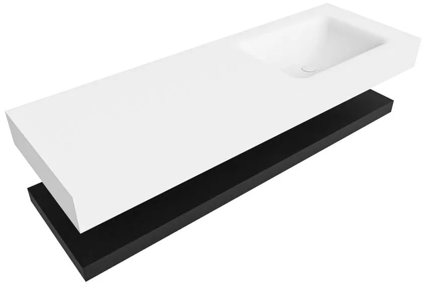 Zaro Alan badmeubel 140cm met planchet urban en vrijhangende wastafel cloud rechts zonder kraangat talc