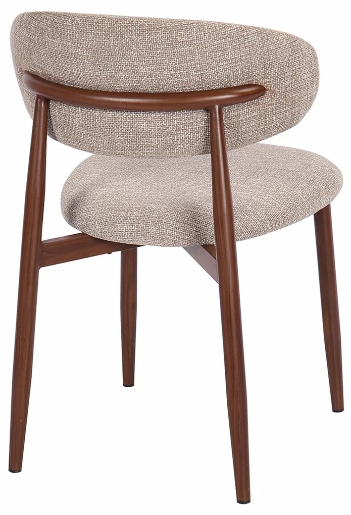Eetkamerstoel Walnoot Met Beige Stof