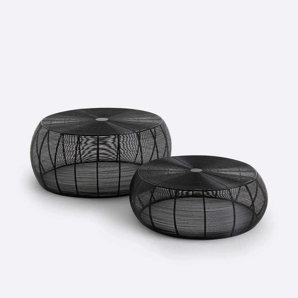 Set van 2 ronde salontafels in staaldraad Bangor
