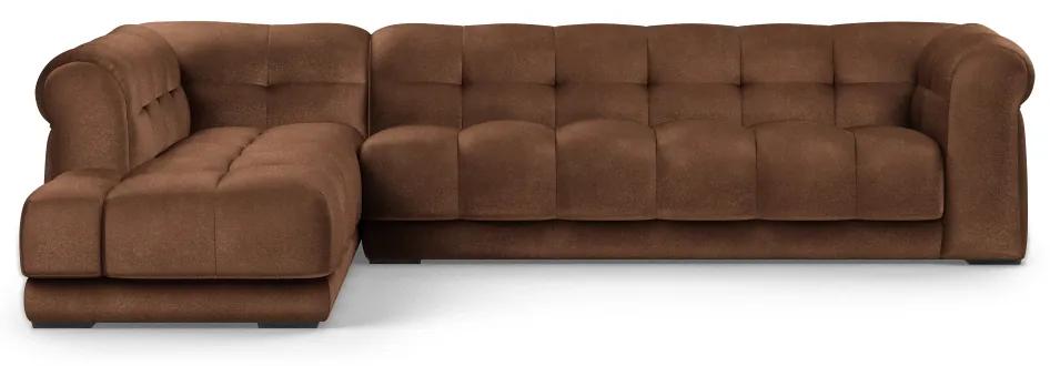 Rivièra Maison - Cobble Hill Corner Sofa Left, velvet, chocolate - Kleur: bruin