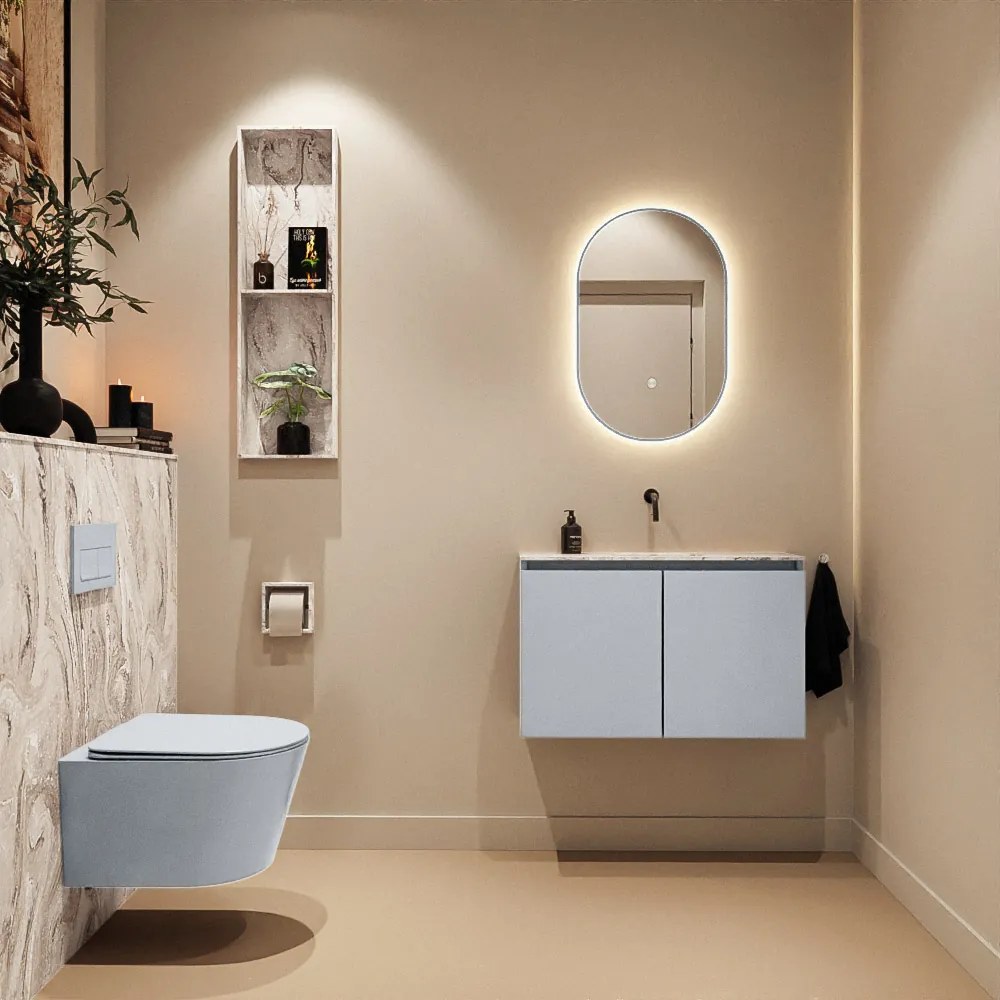 Mondiaz Ture DLux toiletmeubel 80cm clay met wastafel glace midden zonder kraangat