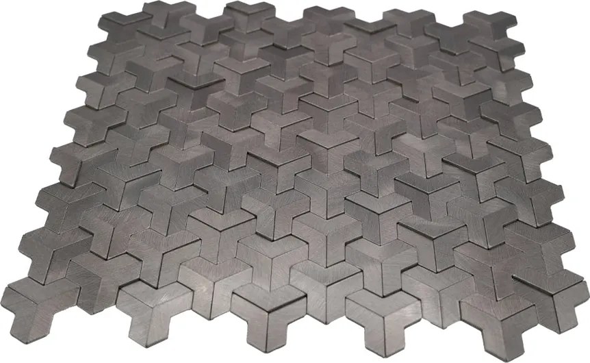 Zelfklevende Mozaïektegels Metaal | Trifold 3D Antraciet | 30,3×28 cm | Keuken, Bad & WC