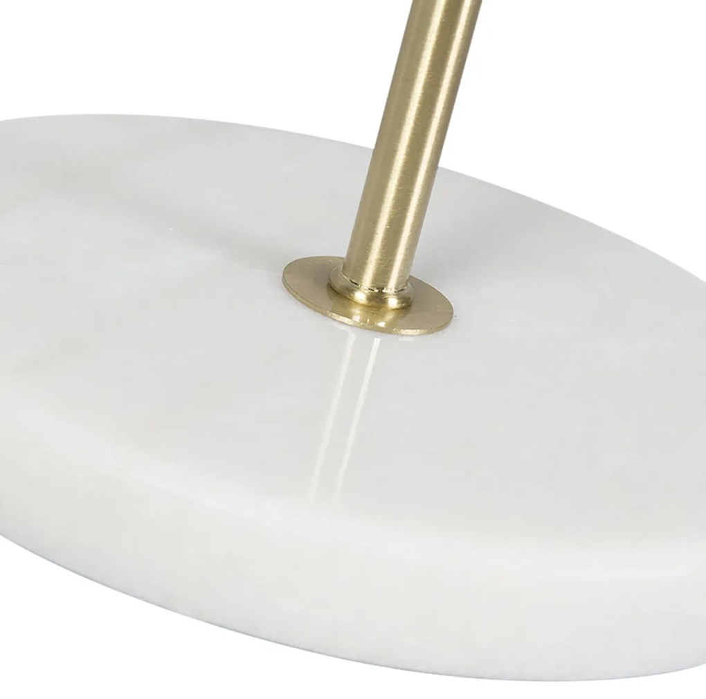 Tafellamp messing met velours lampenkap blad dessin met gouden binnenkant - Kaso