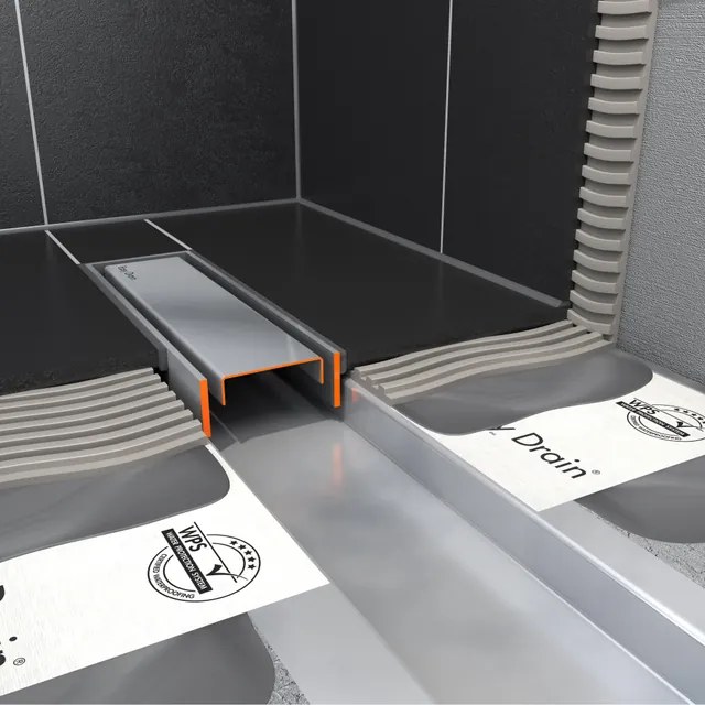 Easy Drain Compact 30 TAF douchegoot met omkeerbaar rooster zero/tegel waterslot 30mm 160cm inbouw diepte 75 85mm met zijuitloop edcomtaf1600-30