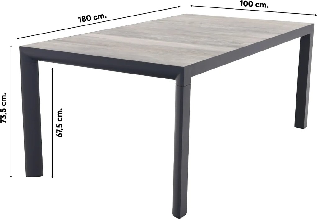 Hartman Salvatore/Kings 4-persoons verstelbare tuinset 180x100 cm. - Antraciet