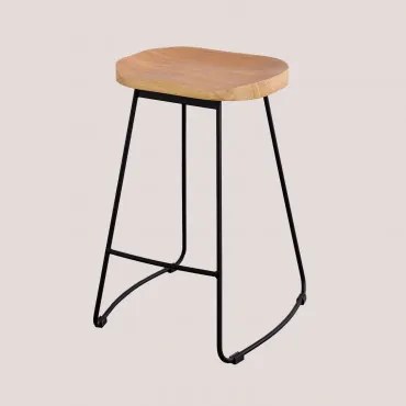 Set Van 2 Hoge Krukken Van Staal En Iepenhout Neicol Zwart & ↑65 Cm - Sklum