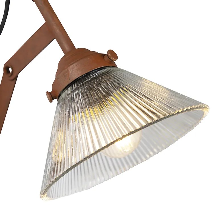 Vintage uittrekbare wandlamp roest met glas - Scissors Glass Industriele / Industrie / Industrial, Landelijk / Rustiek E27 Binnenverlichting Lamp