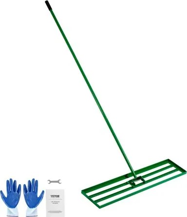 VEVOR gazonnivelleerhark 1215x252 mm, gazontrekker met 198 cm lange stalen steel, gazonegalisator inclusief tuinhandschoenen, gazonnivelleringsgereedschap, geschikt voor tuin, golfbaan en landbouw