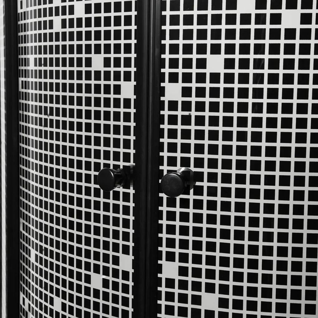 Kerra Pixel douchecabine kwartrond 90x90cm zwart met douchebak