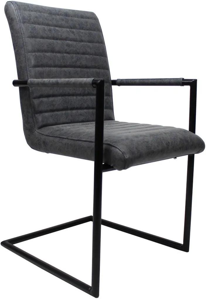 Viverne | Eetkamerstoel Monza breedte 48 cm x diepte 54 cm x hoogte 97 cm grijs eetkamerstoelen kunstleer (imitatieleer), metaal meubels stoelen & fauteuils
