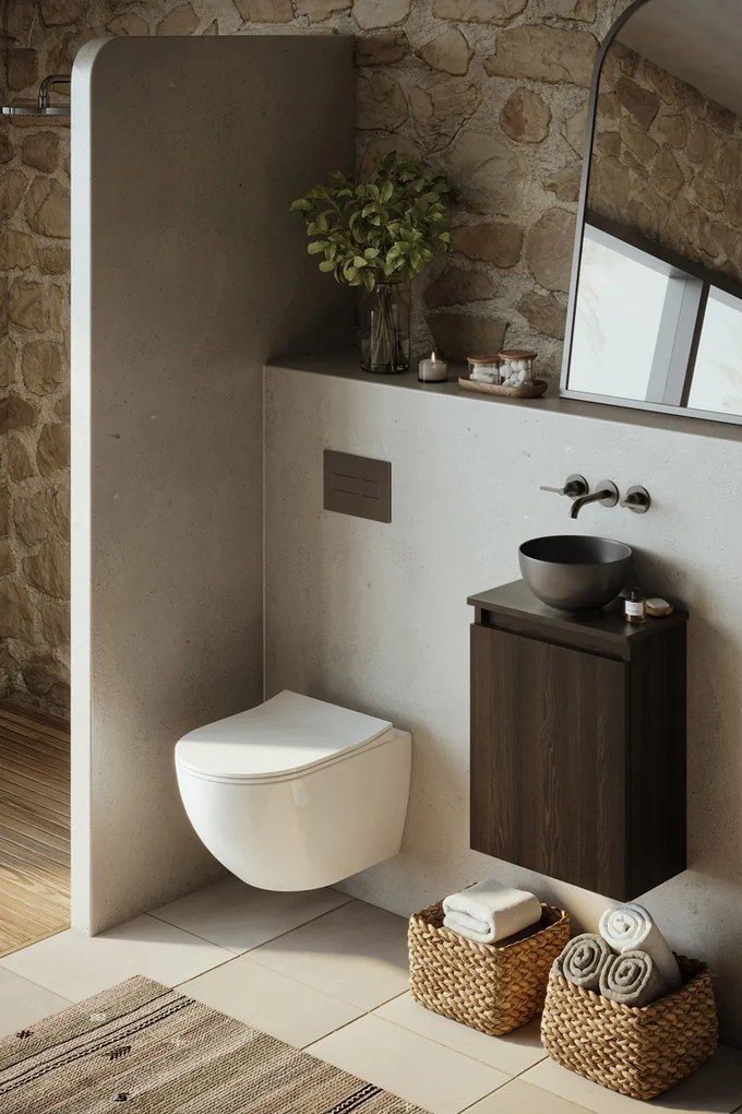 Fontana Bano toiletmeubel kasteel bruin 40x22cm met mat zwarte waskom