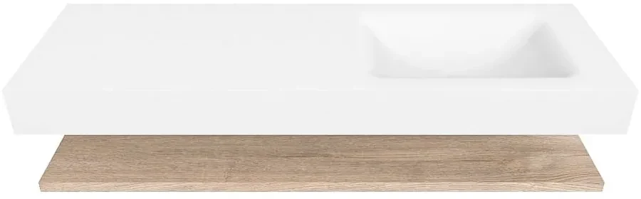 Zaro Alan badmeubel 140cm met planchet washed oak en vrijhangende wastafel cloud rechts zonder kraangat talc