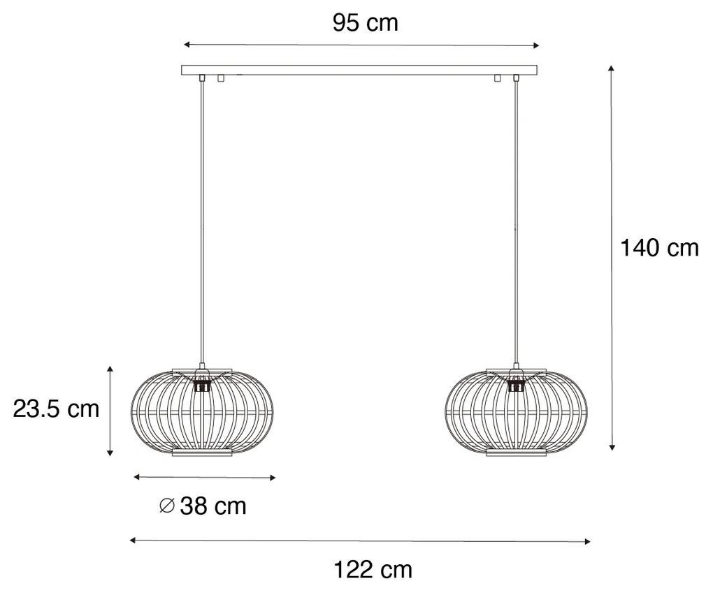 Eettafel / Eetkamer Oosterse hanglamp bamboe 2-lichts - AmiraOosters E27 Binnenverlichting Lamp