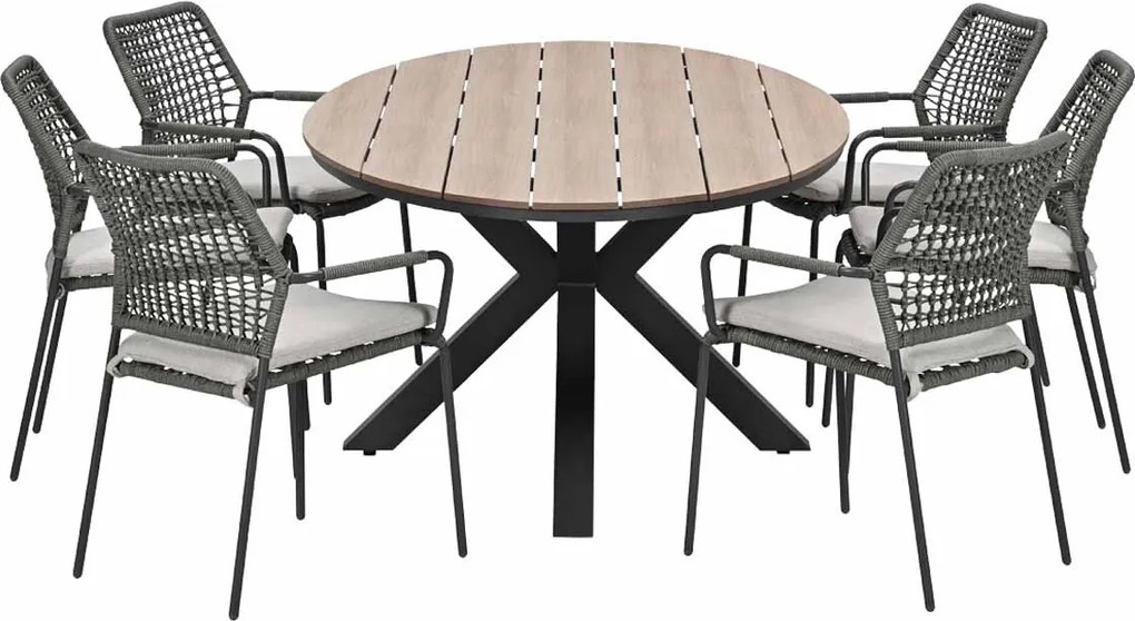 Garden Impressions Natas tuinset grijs 7-delig - Tulli tuintafel ovaal 220x115 cm