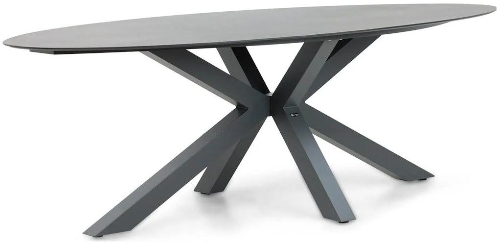 Dining Tuintafel ovaal 240 x 107 cm Aluminium/HPL Grijs Santika Ellisse