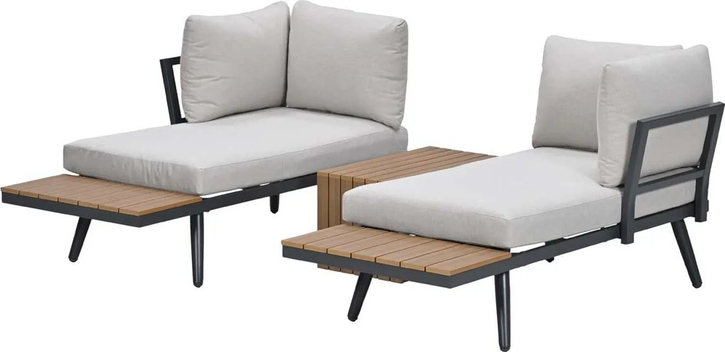 Garden Impressions Tibo loungeset 3-delig - donker grijs