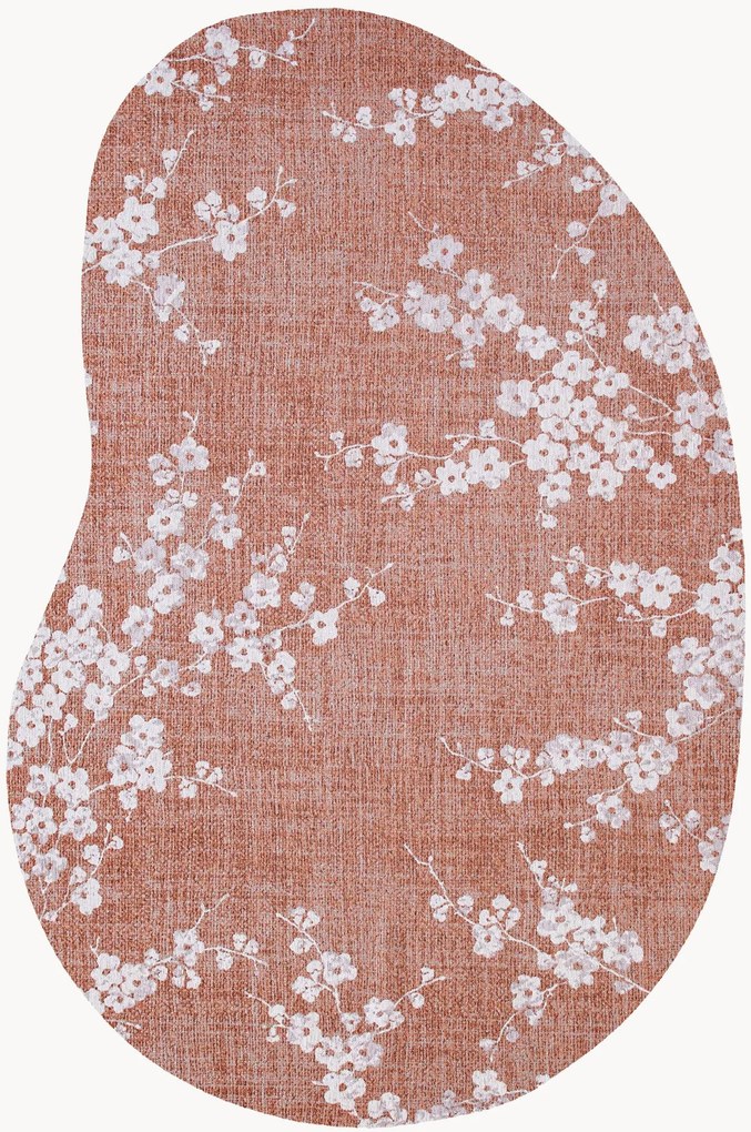 Wasbaar jacquard in- & outdoor vloerkleed Sakura in organische vorm