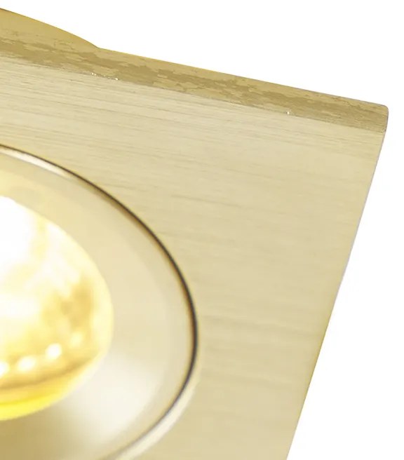 Set van 6 Moderne inbouwspot goud vierkant IP44 - Xena