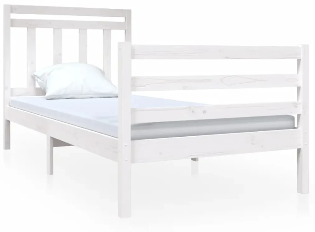 vidaXL Bedframe massief hout wit 90x190 cm 3FT Single