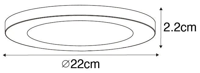 Buitenlamp In- of opbouwspot wit 22 cm incl. LED 3 staps dim to warm - Trans Modern IP44 Buitenverlichting rond Lamp