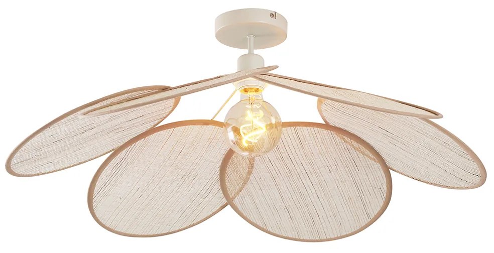 Japandi plafondlamp crème met linnen kap - Aisha