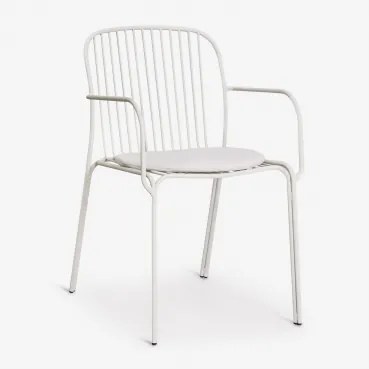 [*]tuinstoel Met Armleuningen Van Staal Anerina Gardenia Wit & Grijsachtig Wit - Sklum