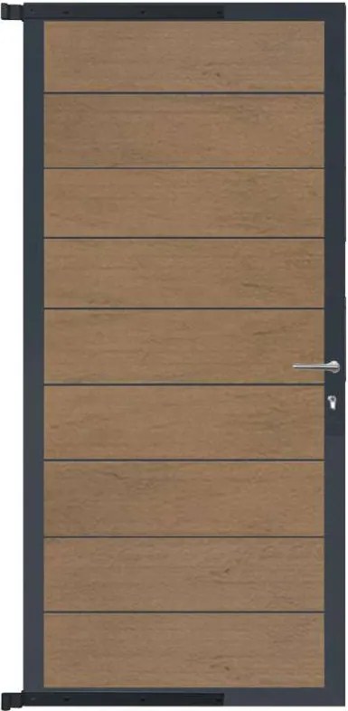 Tuindeur aluminium antraciet frame Modular - composiet bruin gevlamd (90 x 200 cm)
